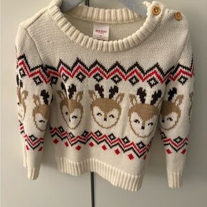 Reindeer Pattern Sweater - Cream and Brown
